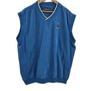 Tres Bien Mens Rare Vtg 90s Y2K "Truth or Consequences" Embroidered Logo Vest XL